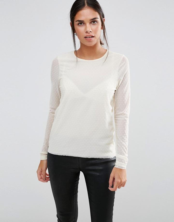 Y.a.s Dotto Sheer Layered Long Sleeve Top - Blue
