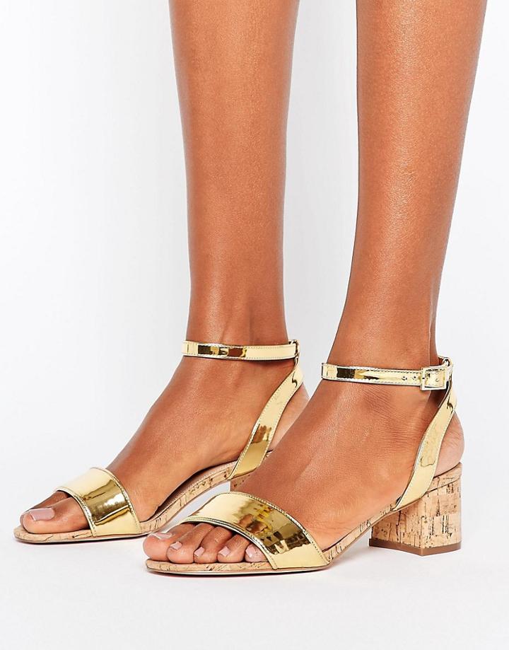 Asos Totally You Mid Heeled Sandals - Gold