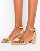 Asos Totally You Mid Heeled Sandals - Gold