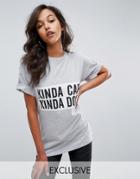 Missguided Kinda Care Kinda Don't T-shirt - Gray