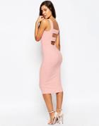 Asos Strap Back Pini Body-conscious Midi Dress - Pink