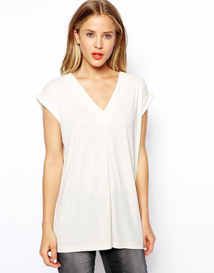 Asos Crepe Top With Pleat Front