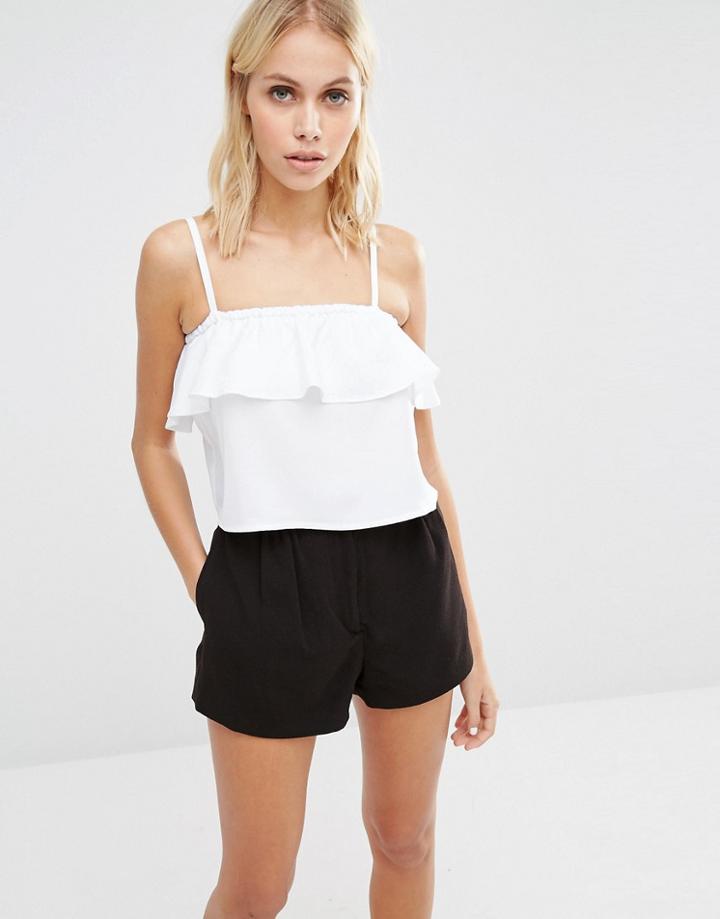 Fashion Union Ruffle Cami Top - White