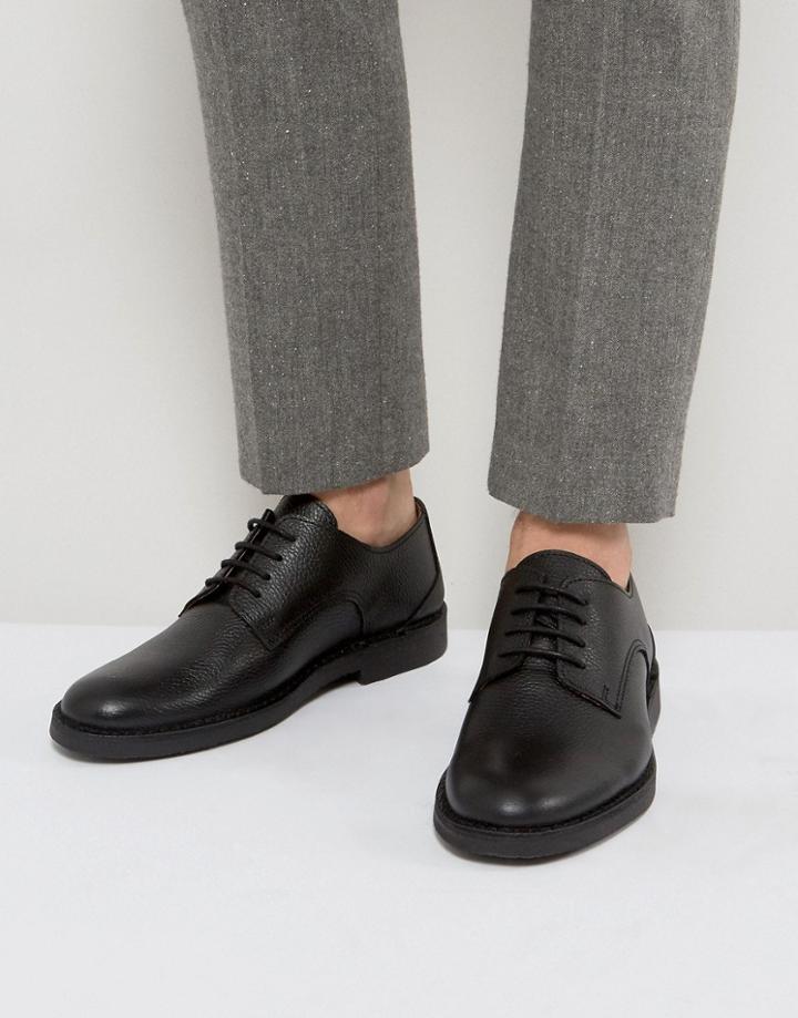 Selected Homme Royce Desert Leather Shoes In Black - Black