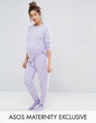 Asos Maternity Lounge Longline Sweat And Jogger Set - Purple