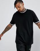 Asos Oversized T-shirt With Contrast Tipping In Pique - Black