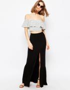 Asos Maxi Skirt With Tiered Hem And Splice - Black