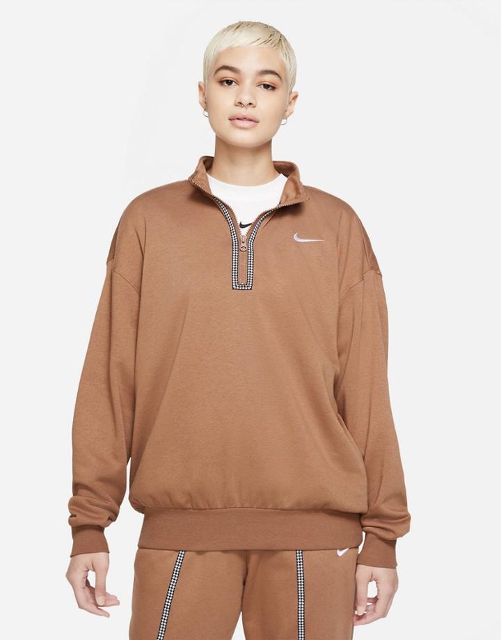 Nike Icon Clash Half-zip Sweat In Brown