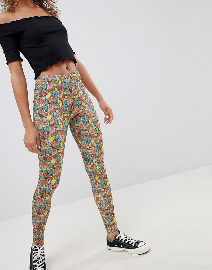 Asos Design Festival Floral Print Leggings - Multi