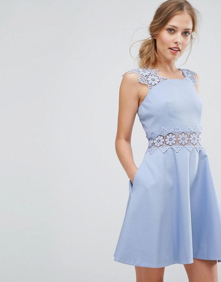 Ted Baker Lace Detail A Line Shift Dress - Blue
