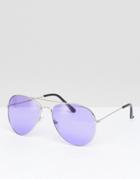 7x Aviator Sunglasses With Colored Lens - Purple