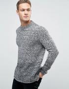 New Look Crew Neck Sweater In Gray With Rolled Hem - Gray