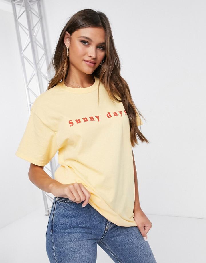 Heartbreak Sunny Days Slogan Oversized T-shirt In Yellow
