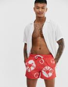 Asos Design Swim Shorts In Tye Die Super Short Length-multi
