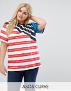 Asos Curve T-shirt With Mix And Match Stripes - Multi