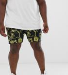 Asos Design Plus Two-piece Poly Tricot Skinny Shorts In Baroque Print - Black