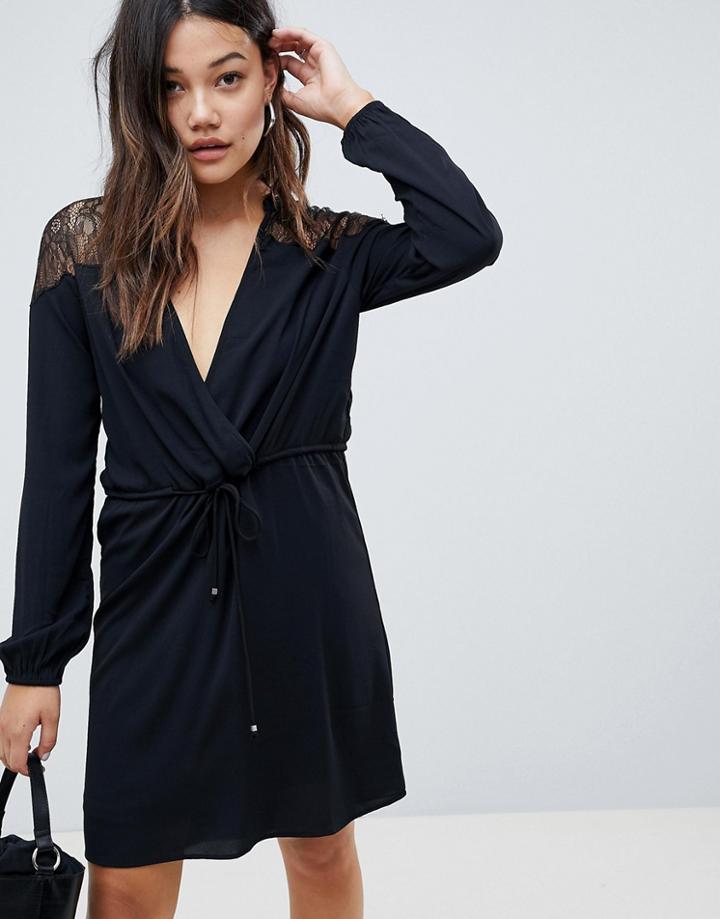 Pieces Sille Lace Panel Dress - Black
