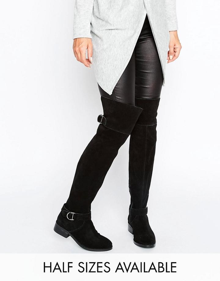 Asos Knowledge Suede Over The Knee Boots - Black