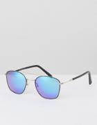 Jeepers Peepers Black Aviator Sunglasses With Blue Lens - Black