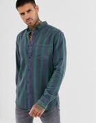 Only & Sons Vintage Wash Striped Shirt In Green