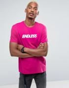 Bershka Endless T-shirt In Bright Pink - Pink