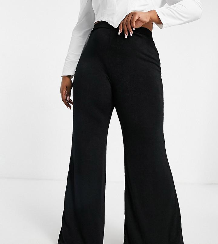 Club L London Plus High Waist Flare Pant In Black