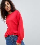 Asos Design Tall Sweater In Oversize With Banana Sleeve - Red