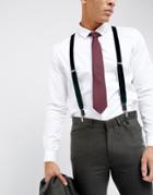 Asos Suspenders In Green Velour - Green