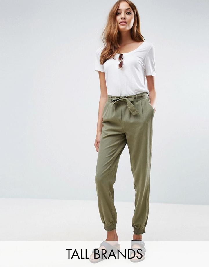 Vero Moda Tall Tie Waist Soft Jogger - Green