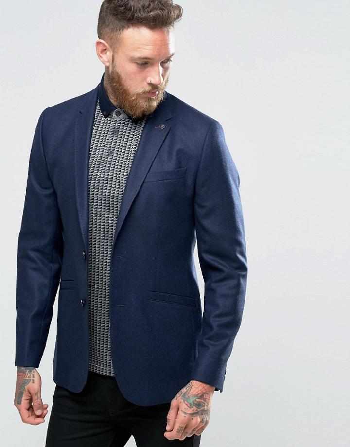 Ted Baker Regular Wool Blazer - Navy