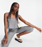 Missguided Tall Cami Culotte Jumpsuit In Gray Stripe-blues