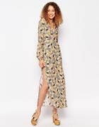 Asos Africa X Chichia Long Sleeve Maxi Dress In Geo Floral - Multi