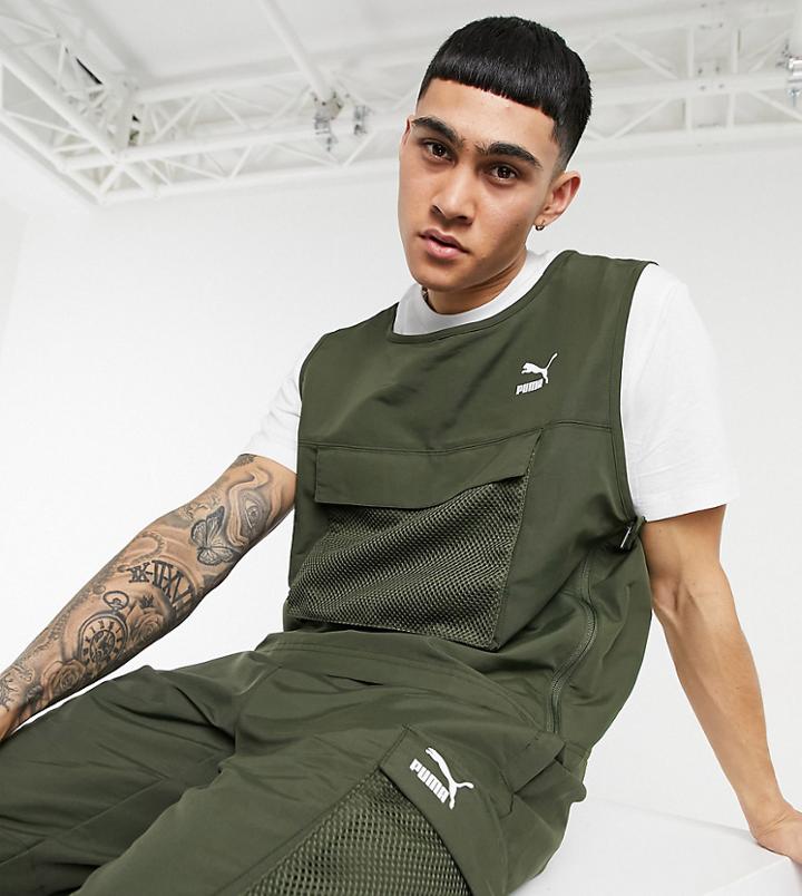 Puma Avenir Tank In Khaki-green