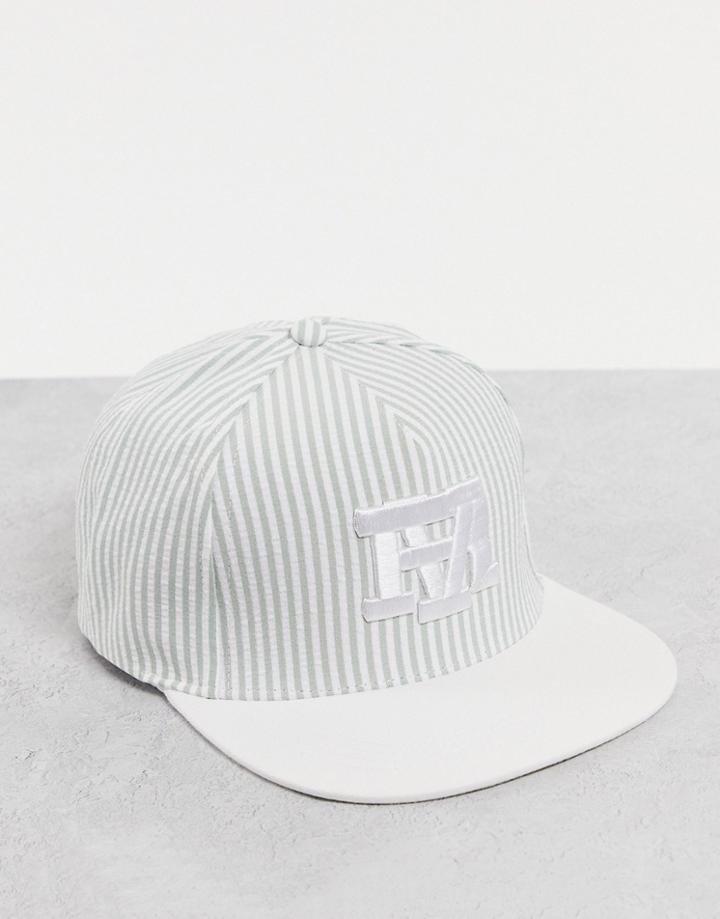 River Island Seersucker Flat Peak Cap In Green