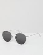Weekday Round Sunglasses In Silver - Silver