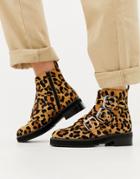Office Artillery Chunky Leopard Three Buckle Boots - Multi
