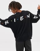 Asos Design Friends Oversized Long Sleeve T-shirt-black