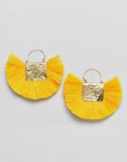 Asos Design Hammered Fan Tassel Earrings - Gold