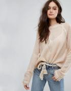 Moon River Sheer Raglan Sweater - Pink