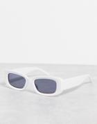 Asos Design Recycled Rectangle Sunglasses With Smoke Lens In White