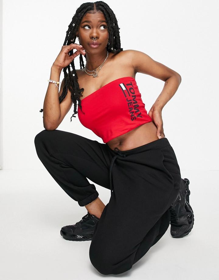 Tommy Jeans Logo Bandeau Top In Red
