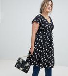 Lovedrobe Tie Waist Midi Tea Dress In Floral Rose Print - Multi