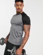 Asos 4505 Muscle Training T-shirt With Contrast Raglan And Quick Dry - Gray