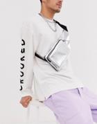 Asos Design Cross Body Bag In Silver Metallic