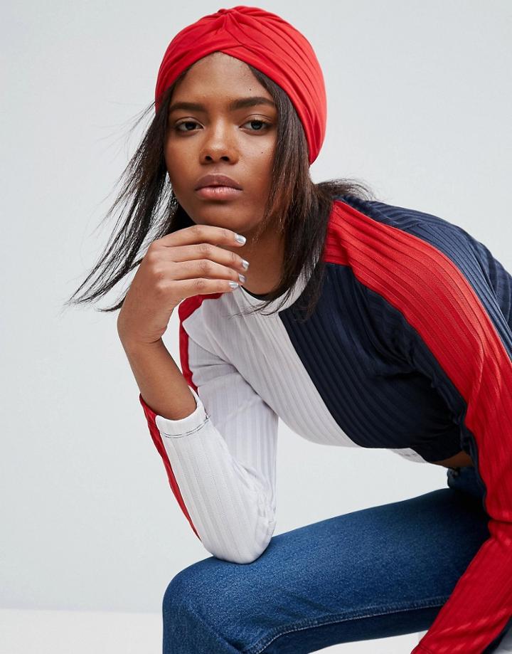 Asos Jersey Turban Hat - Red