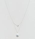 Asos Sterling Silver Multirow Necklace With Stone Pendant - Silver