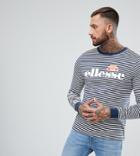 Ellesse Striped Long Sleeve T-shirt With Logo In Navy - Navy