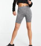 Asos Design Petite Legging Short In Gray Heather-grey