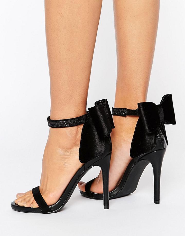 Miss Selfridge Velvet Bow Sandal - Black