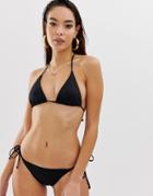 Asos Design Recycled Mix And Match Sleek Triangle Bikini Top-black